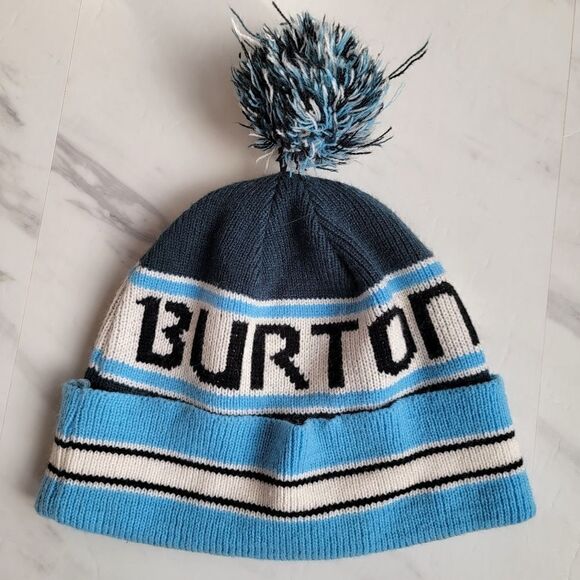 Burton Accessories - Burton beanie hat blue snowboarding pom snow skiin